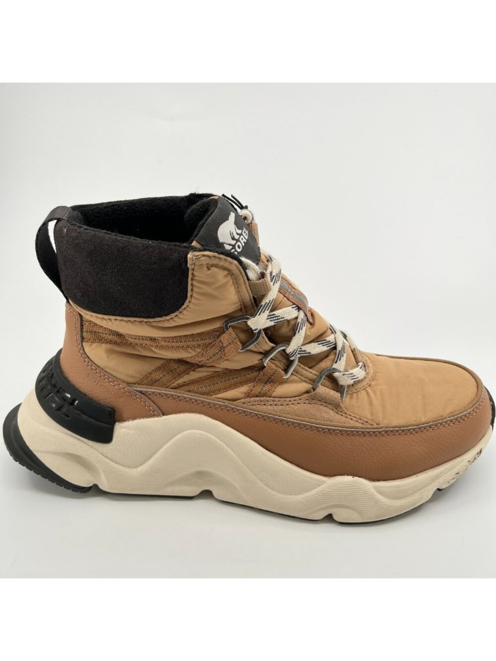 Sorel Kinetic RNEGD Womens Size 8 Tan Brown Outdoor Waterproof Lace Up Boots